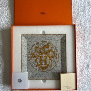 Hermès Mosaique au 24 Gold Square Plate 23cm | 9inch | Mint | Boxed | Gift-Ready